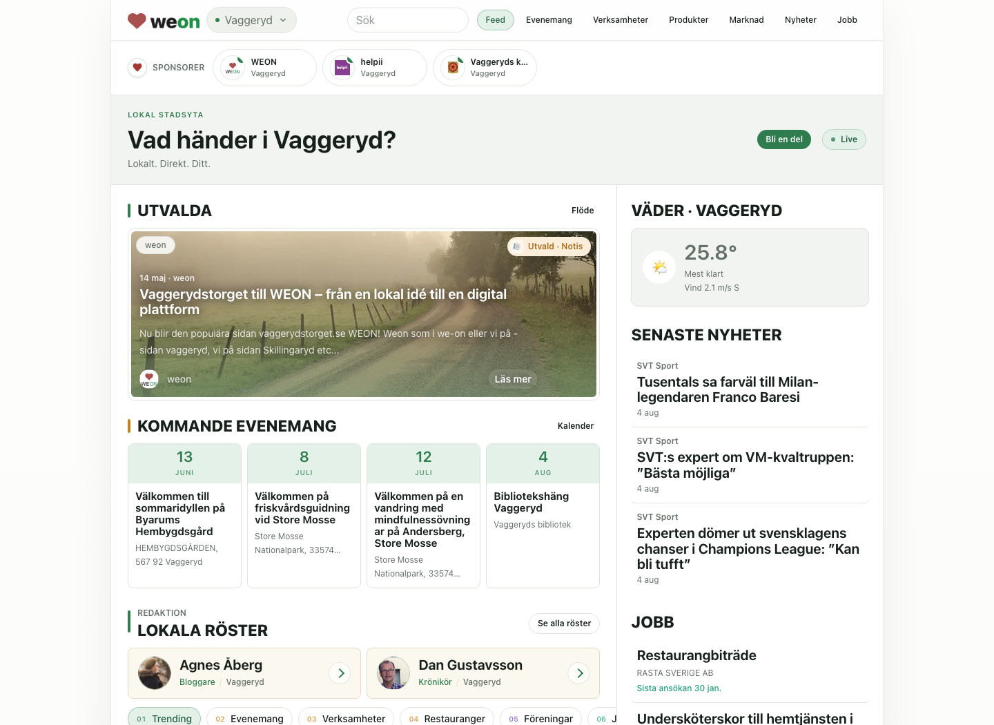 weons publika stadsyta för Vaggeryd