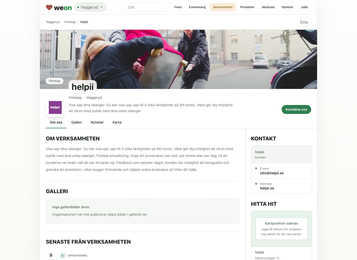Publik organisationssida i weon